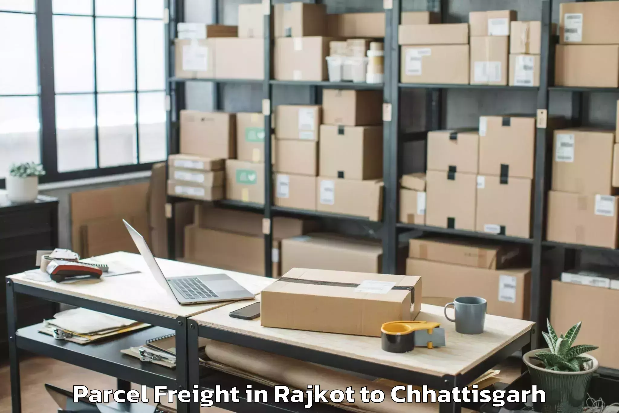 Trusted Rajkot to Abhilashi University Raipur Parcel Freight